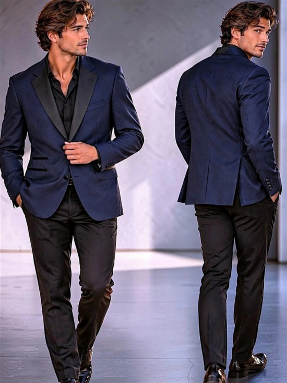 Bartorelli Napoli Wool Cashmere Tuxedo Dinner Jacket US 36 Navy Black Formal